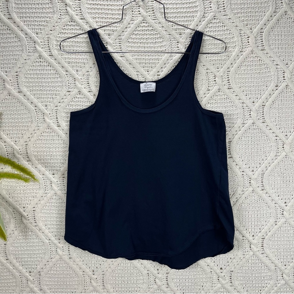 ZARA TRAFALUC‎ COLLECTION | Basic Tank Top 100% Cotton Navy S